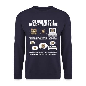 Ce que je fais de mon temps libre selkirk rex - Sweat-shirt Unisexe - marine - Devant - Alina (178cm) & Michal (187cm)