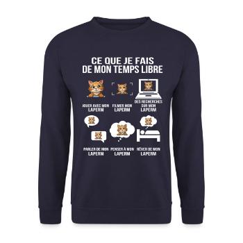 Ce que je fais de mon temps libre LaPerm - Sweat-shirt Unisexe - marine - Devant - Alina (178cm) & Michal (187cm)