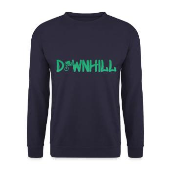 Downhill mit Biker - Bike - Biken - Unisex Pullover - Navy - Vorne - Alina (178cm) & Michal (187cm)