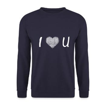 I Love U, ich liebe dich, i love you - Unisex Pullover - Navy - Vorne - Alina (178cm) & Michal (187cm)