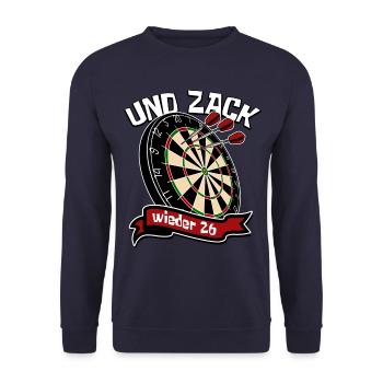 Darts - Und zack - wieder 26 Dart Spieler - Unisex Pullover - Navy - Vorne - Alina (178cm) & Michal (187cm)