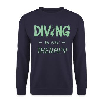 diving is my therapy - Unisex Pullover - Navy - Vorne - Alina (178cm) & Michal (187cm)