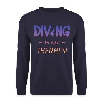 diving is my therapy - Unisex Pullover - Navy - Vorne - Alina (178cm) & Michal (187cm)