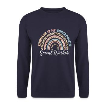 La gentillesse est mon superpouvoir : l’assistante sociale - Sweat-shirt Unisexe - marine - Devant - Alina (178cm) & Michal (187cm)