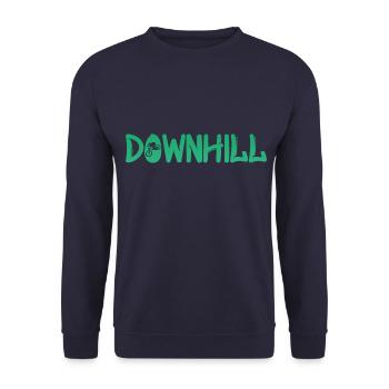 Downhill mit Biker - Bike - Biken - Unisex Pullover - Navy - Vorne - Alina (178cm) & Michal (187cm)