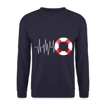 Lifeguard Heartbeat Lifebuoy - Unisex Sweatshirt - navy - Front - Alina (178cm) & Michal (187cm)