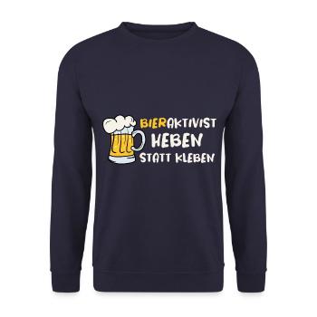 Bieraktivist Heben statt Kleben - Unisex Pullover - Navy - Vorne - Alina (178cm) & Michal (187cm)