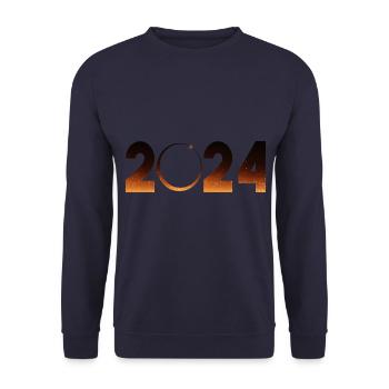 Sonnenfinsternis 2024 Eklipse - Unisex Pullover - Navy - Vorne - Alina (178cm) & Michal (187cm)