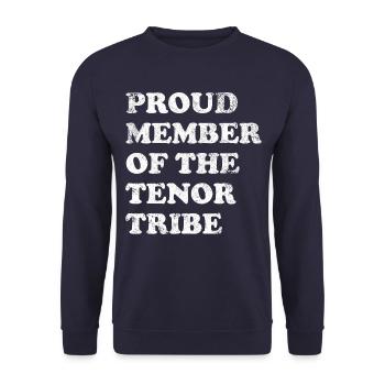 Proud Member of the Tenor Tribe - weiss - Unisex Pullover - Navy - Vorne - Alina (178cm) & Michal (187cm)