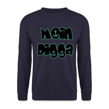 Moin Digga - Unisex Pullover - Navy - Vorne - Alina (178cm) & Michal (187cm)