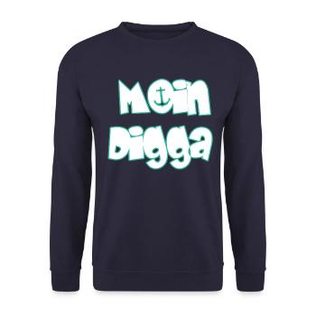 Moin Digga - Unisex Pullover - Navy - Vorne - Alina (178cm) & Michal (187cm)