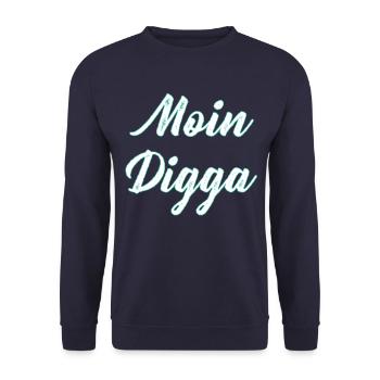 Moin Digga - Unisex Pullover - Navy - Vorne - Alina (178cm) & Michal (187cm)