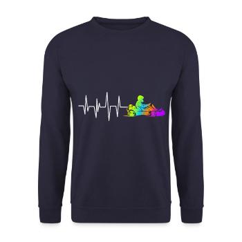 Kart Racer Heartbeat Kart Driver Heart Rate - Unisex Sweatshirt - navy - Front - Alina (178cm) & Michal (187cm)