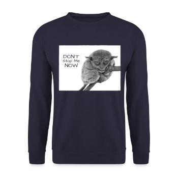 dont stop me now, Koboldmaki, Affe, lustiger Affe - Unisex Pullover - Navy - Vorne - Alina (178cm) & Michal (187cm)