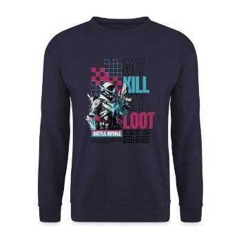 my kill my loot battle royale - Unisex Pullover - Navy - Vorne - Alina (178cm) & Michal (187cm)