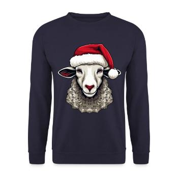 Sheep Christmas Animal Head Lamb - Unisex Sweatshirt - navy - Front - Alina (178cm) & Michal (187cm)