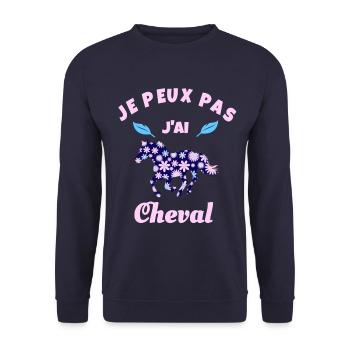 j'peux pas j'ai cheval équitation - Sweat-shirt Unisexe - marine - Devant - Alina (178cm) & Michal (187cm)