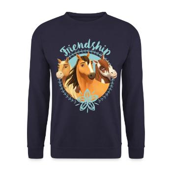 Spirit, Chica Linda And Boomerang - Friendship - Unisex Sweatshirt - navy - Front - Alina (178cm) & Michal (187cm)