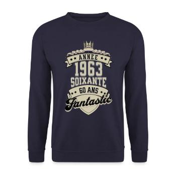 Année 1963 Soixante ans - Sweat-shirt Unisexe - marine - Devant - Alina (178cm) & Michal (187cm)