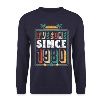 Genial seit 1980 43. Geburtstag - Unisex Pullover - Navy - Vorne - Alina (178cm) & Michal (187cm)