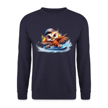 Funny Owl - Unisex Sweatshirt - navy - Front - Alina (178cm) & Michal (187cm)