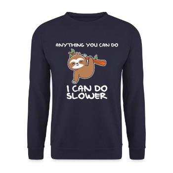Alles, was Du kannst, kann ich noch viel langsamer - Unisex Pullover - Navy - Vorne - Alina (178cm) & Michal (187cm)