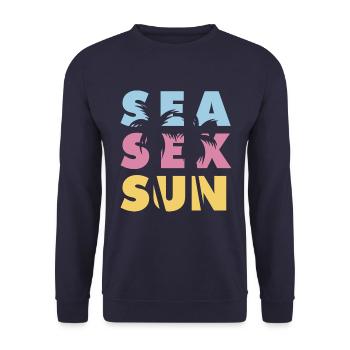 Design Sea S*x Sun Summer Vibe - Unisex Pullover - Navy - Vorne - Alina (178cm) & Michal (187cm)