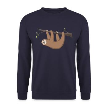 Sloth Sloth hangs on the branch - Unisex Sweatshirt - navy - Front - Alina (178cm) & Michal (187cm)