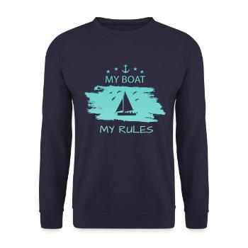 Segeln Segelboot Sailing Kapitän - Unisex Pullover - Navy - Vorne - Alina (178cm) & Michal (187cm)