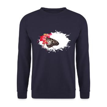 butterfly, Schmetterling - Unisex Pullover - Navy - Vorne - Alina (178cm) & Michal (187cm)