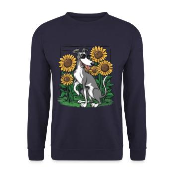 Lévrier et tournesols - Sweat-shirt Unisexe - marine - Devant - Alina (178cm) & Michal (187cm)