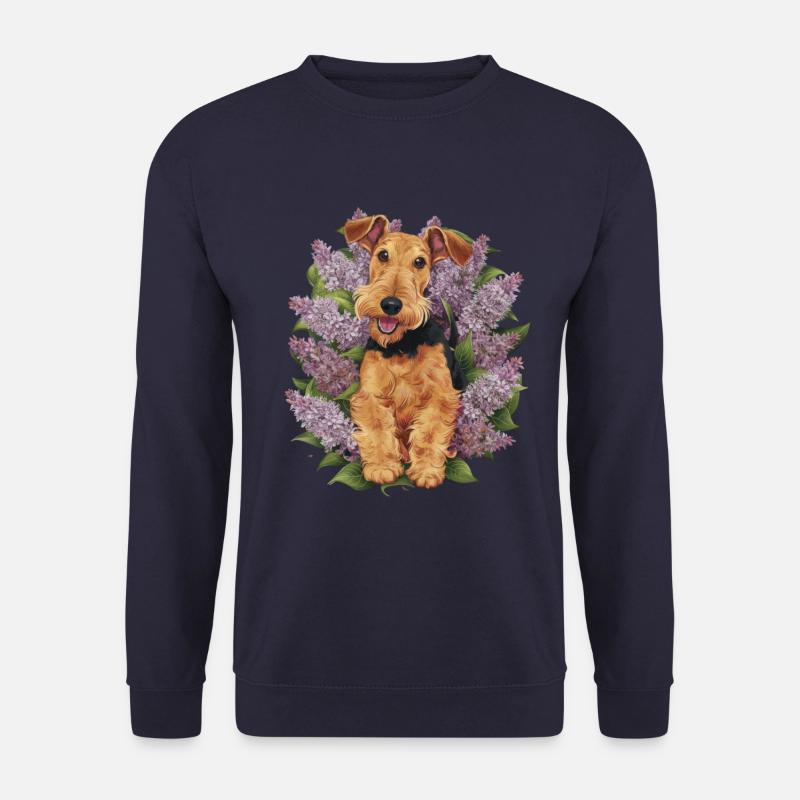 Cute Airedale Terrier with lilac - Unisex Sweatshirt - navy