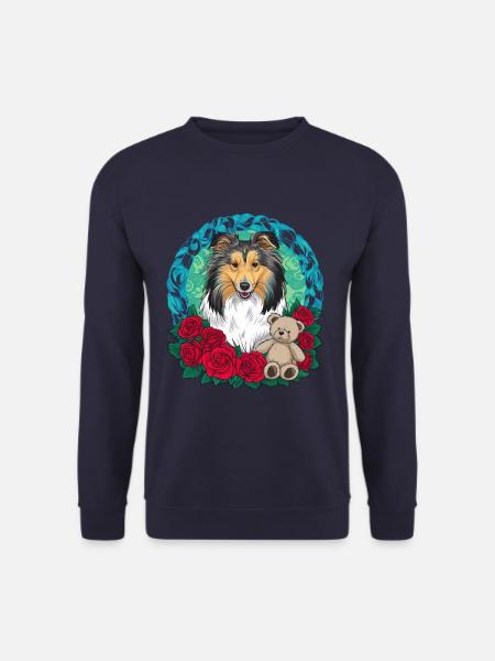 Dessin animé Shetland Sheepdog, court Sheltie - Sweat-shirt Unisexe - marine