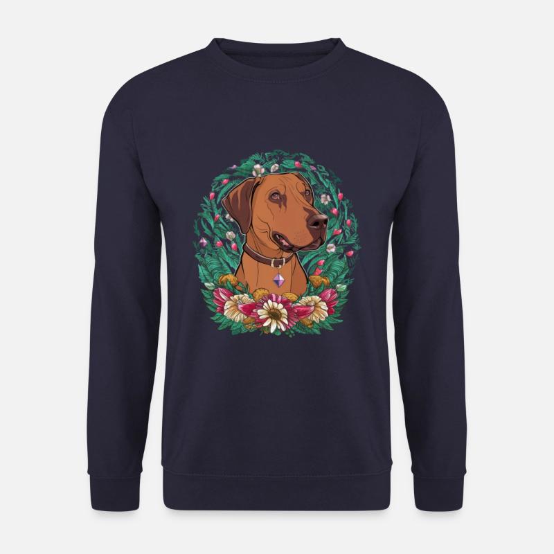 Rhodesian Ridgeback et belles fleurs - Sweat-shirt Unisexe - marine