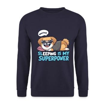 Cute sleeping Pekingese for dog lovers - Unisex Sweatshirt - navy - Front - Alina (178cm) & Michal (187cm)