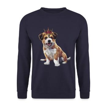 Cute Briard Dog with Lock and Crown - Unisex Sweatshirt - navy - Front - Alina (178cm) & Michal (187cm)