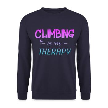 Klettern ist meine Therapie - Unisex Pullover - Navy - Vorne - Alina (178cm) & Michal (187cm)