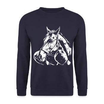 Cheval Boxe Combattant MMA - Sweat-shirt Unisexe - marine - Devant - Alina (178cm) & Michal (187cm)