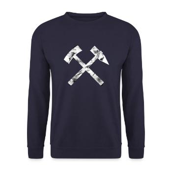 Marteau et maillet - dessin de mineur - Sweat-shirt Unisexe - marine - Devant - Alina (178cm) & Michal (187cm)