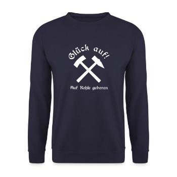Good luck for! - Hammer and Schaegel Born on coal - Unisex Sweatshirt - navy - Front - Alina (178cm) & Michal (187cm)