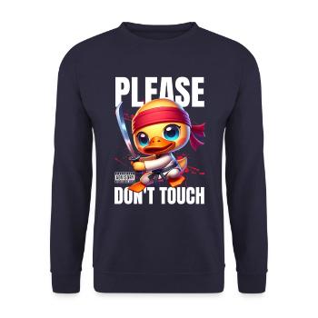 Please don`t tough Duck Karate Ninja - Unisex Pullover - Navy - Vorne - Alina (178cm) & Michal (187cm)