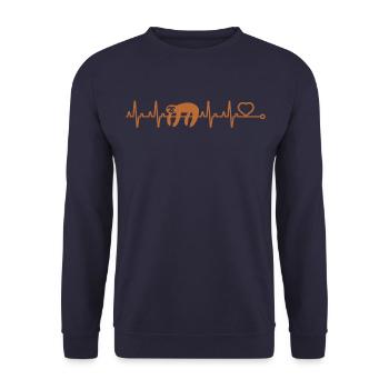 Sloth with heartbeat Sloths - Unisex Sweatshirt - navy - Front - Alina (178cm) & Michal (187cm)