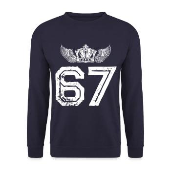 67 Number crown - Unisex Sweatshirt - navy - Front - Alina (178cm) & Michal (187cm)