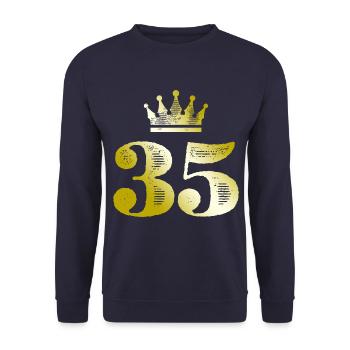 35 Number Crown Gold - Unisex Sweatshirt - navy - Front - Alina (178cm) & Michal (187cm)