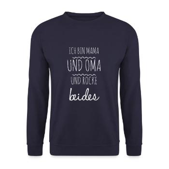 Ich bin Mama und Oma - Unisex Pullover - Navy - Vorne - Alina (178cm) & Michal (187cm)