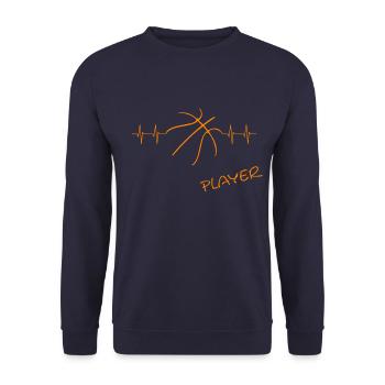 Basketball, Player, heartbeat, Streetball - Unisex Pullover - Navy - Vorne - Alina (178cm) & Michal (187cm)