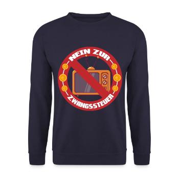 Nein zur Zwangssteuer - Unisex Pullover - Navy - Vorne - Alina (178cm) & Michal (187cm)