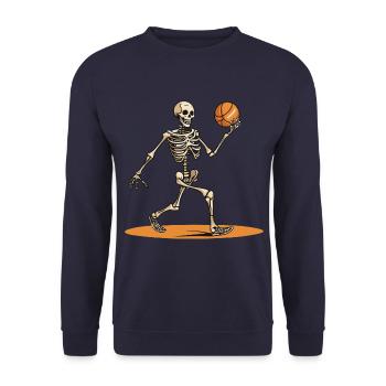 Basketball Kids Skeleton I Halloween | Sport - Unisex Sweatshirt - navy - Front - Alina (178cm) & Michal (187cm)