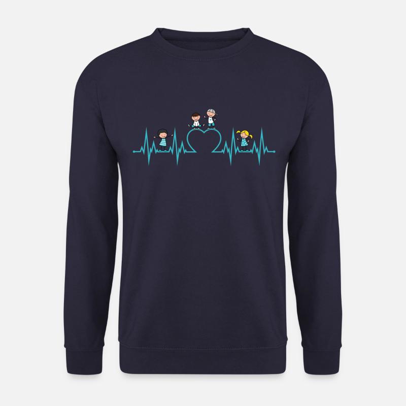 Herzschlag Herz Kinder Liebe Erzieher Beruf türkis - Unisex Pullover - Navy