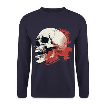 japanisch Damon art face Skull devil oni harajuku - Unisex Pullover - Navy - Vorne - Alina (178cm) & Michal (187cm)